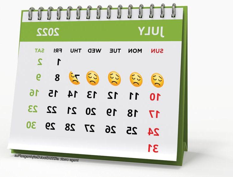 image of calendar with 4.5 days marked with sad faces